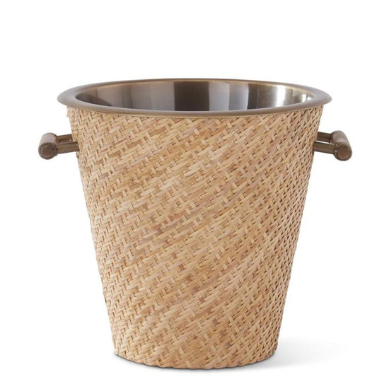 11.25 Inch Rattan Wrapped Metal Wine Chiller