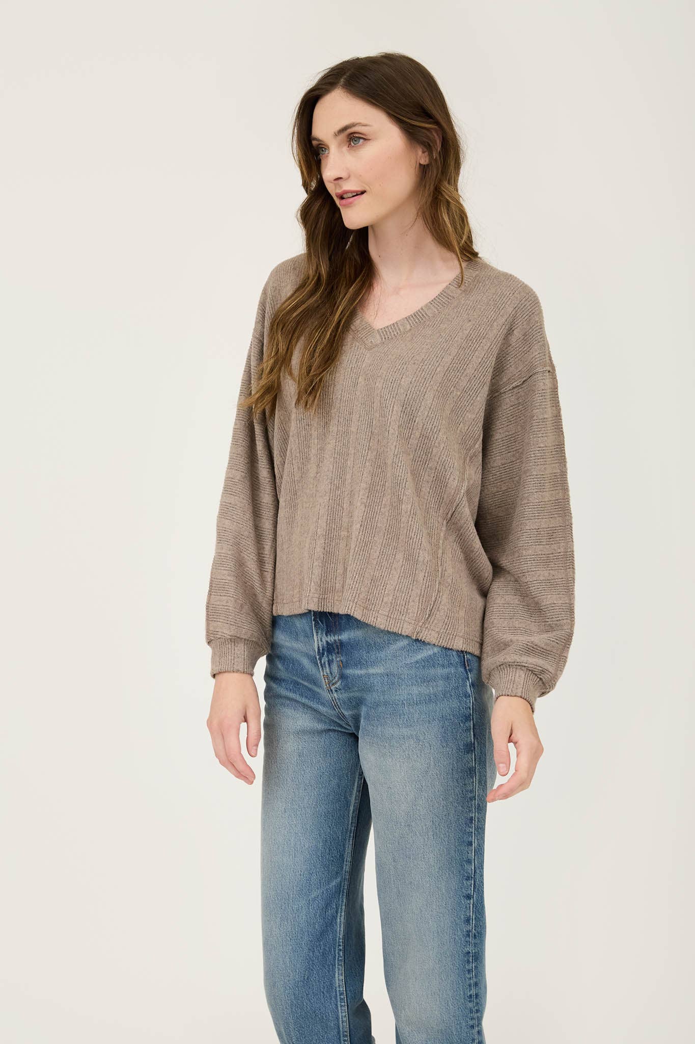 Clay Rib Knit Long Sleeve top