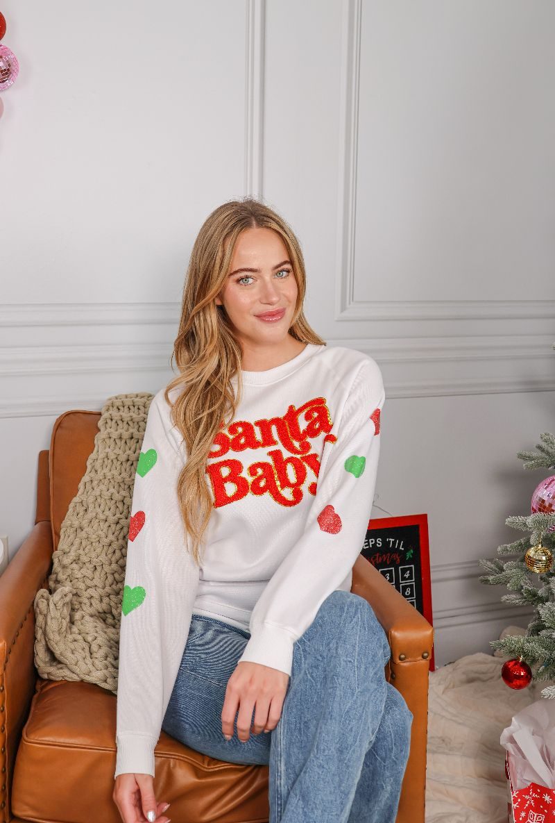 Santa Baby Sparkle Crew Neck Sweatshirt