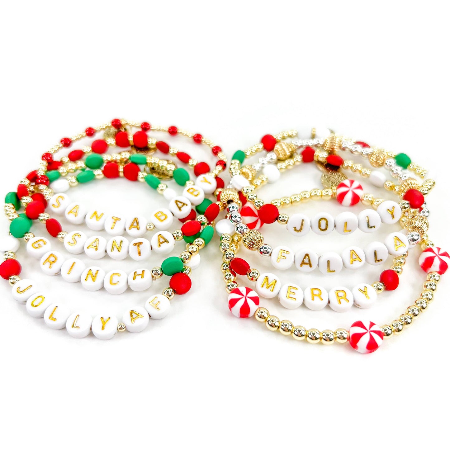 Christmas 18K Gold Filled Bracelets: Peppermint Candies