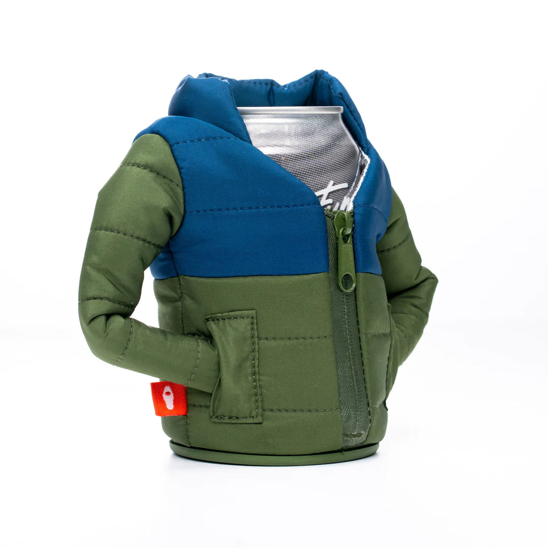 The Puffy Jacket Koozy in Olive Green/Blue