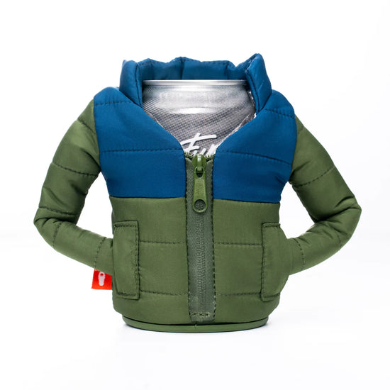 The Puffy Jacket Koozy in Olive Green/Blue
