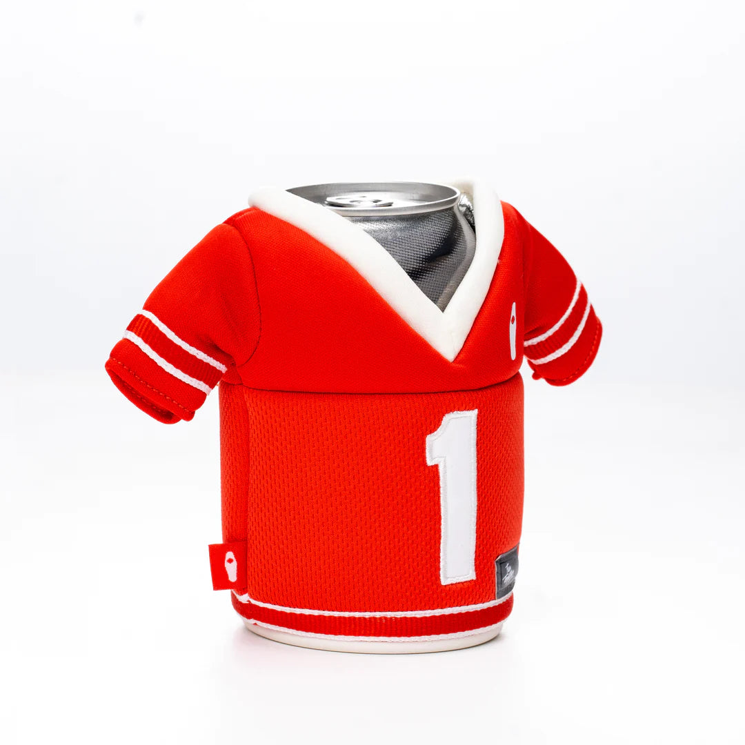 The Jersey Koozie in Red/White