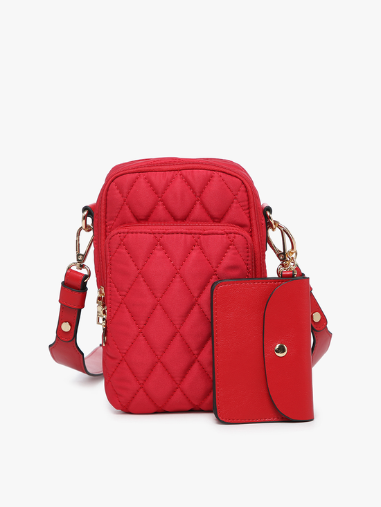 Red Parker Quilted 3 Compartment Crossbody w/ Pouch