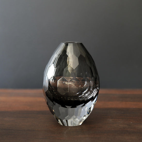 Glass Faceted Teardrop Bud Vase ( Clear )