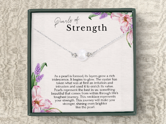 Pearl of Strength Warrior Necklace Empowering Jewelry Gift: Sterling Silver-Pearl / Necklace length: 18 Inches / Minimalist