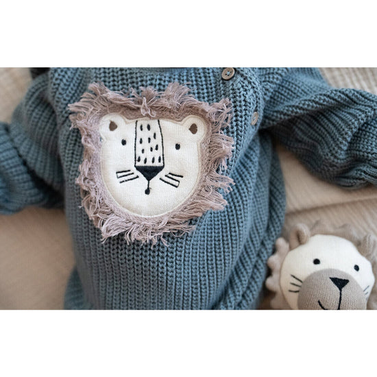 Lion Applique Baby Pullover Sweater Knit (Organic Cotton)