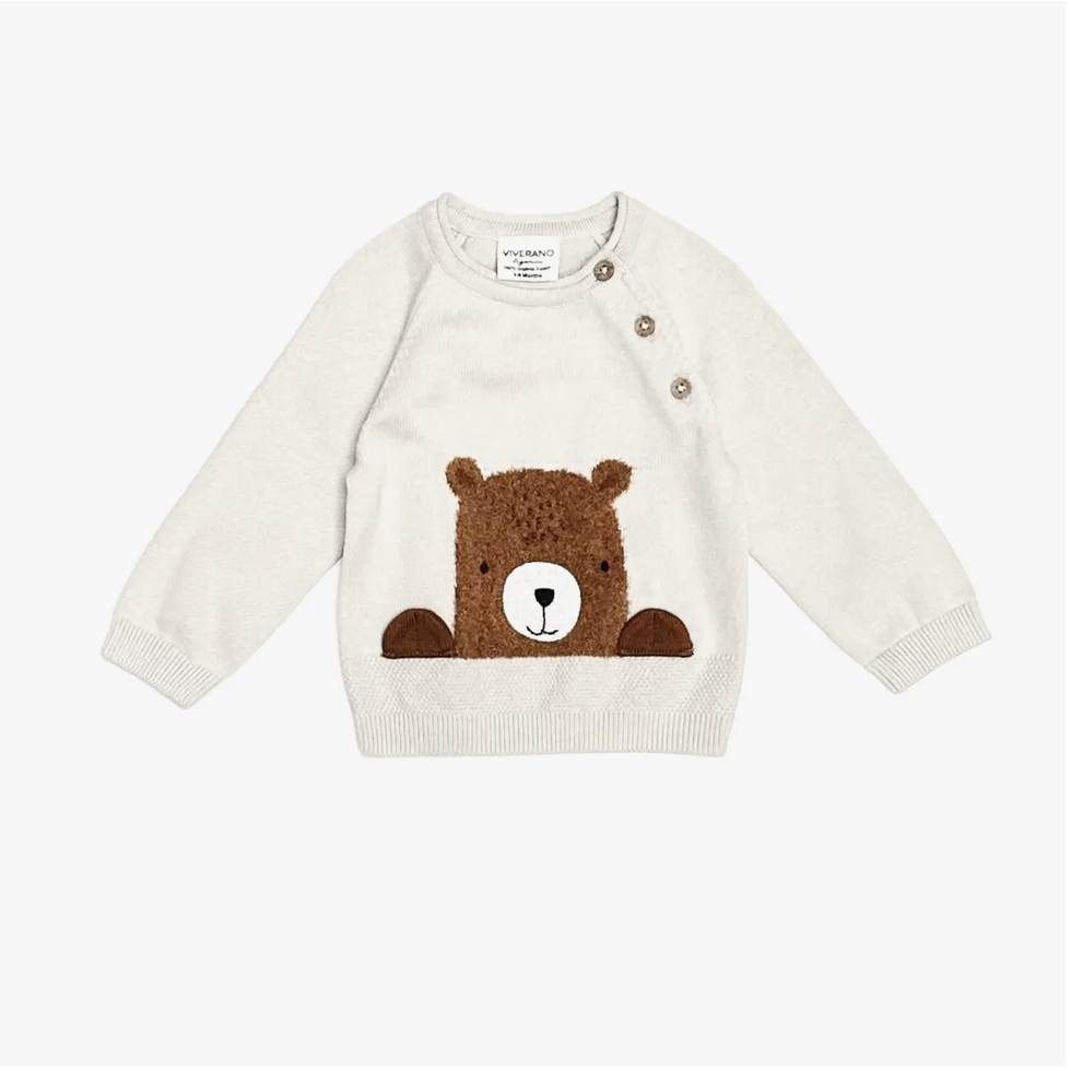 Furry Bear Knit Baby Pullover Sweater