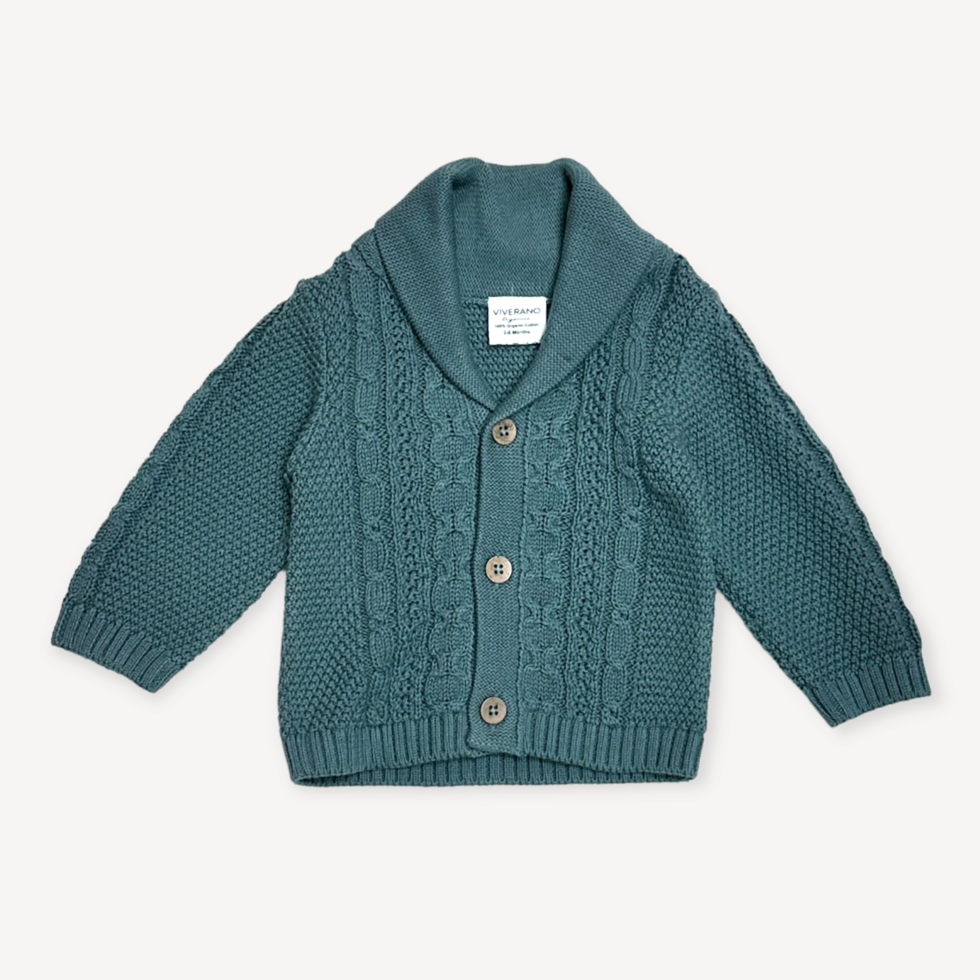 Shawl Collar Cable Knit Baby Cardigan Sweater