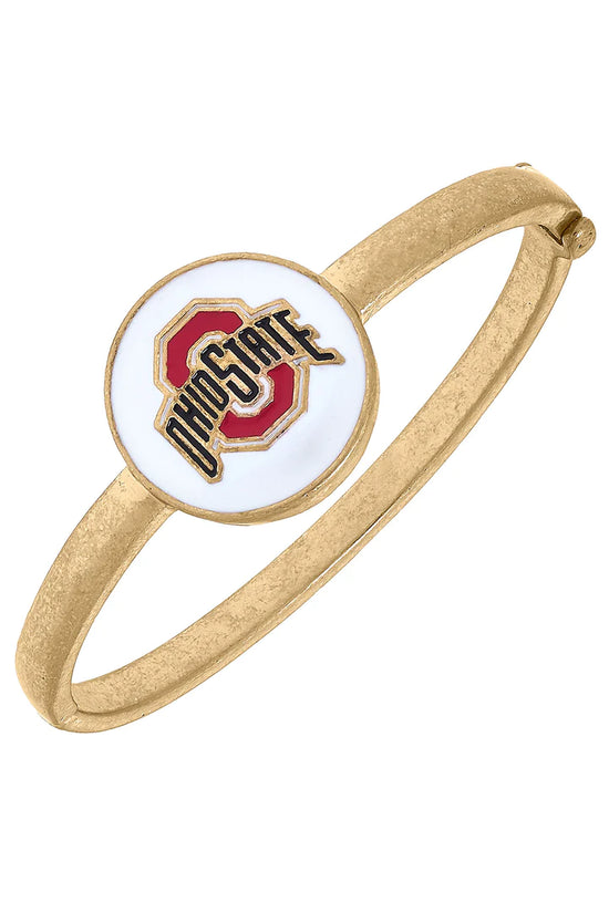 Ohio State Buckeyes Enamel Statement Hinge Bracelet in White