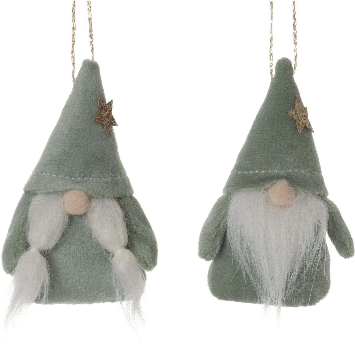 Sage Velour Gnome Ornaments