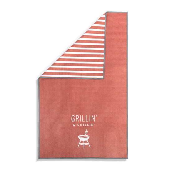 Men's Red Absorbent Double Sided Towel Grillin & Chillin - 18x30in