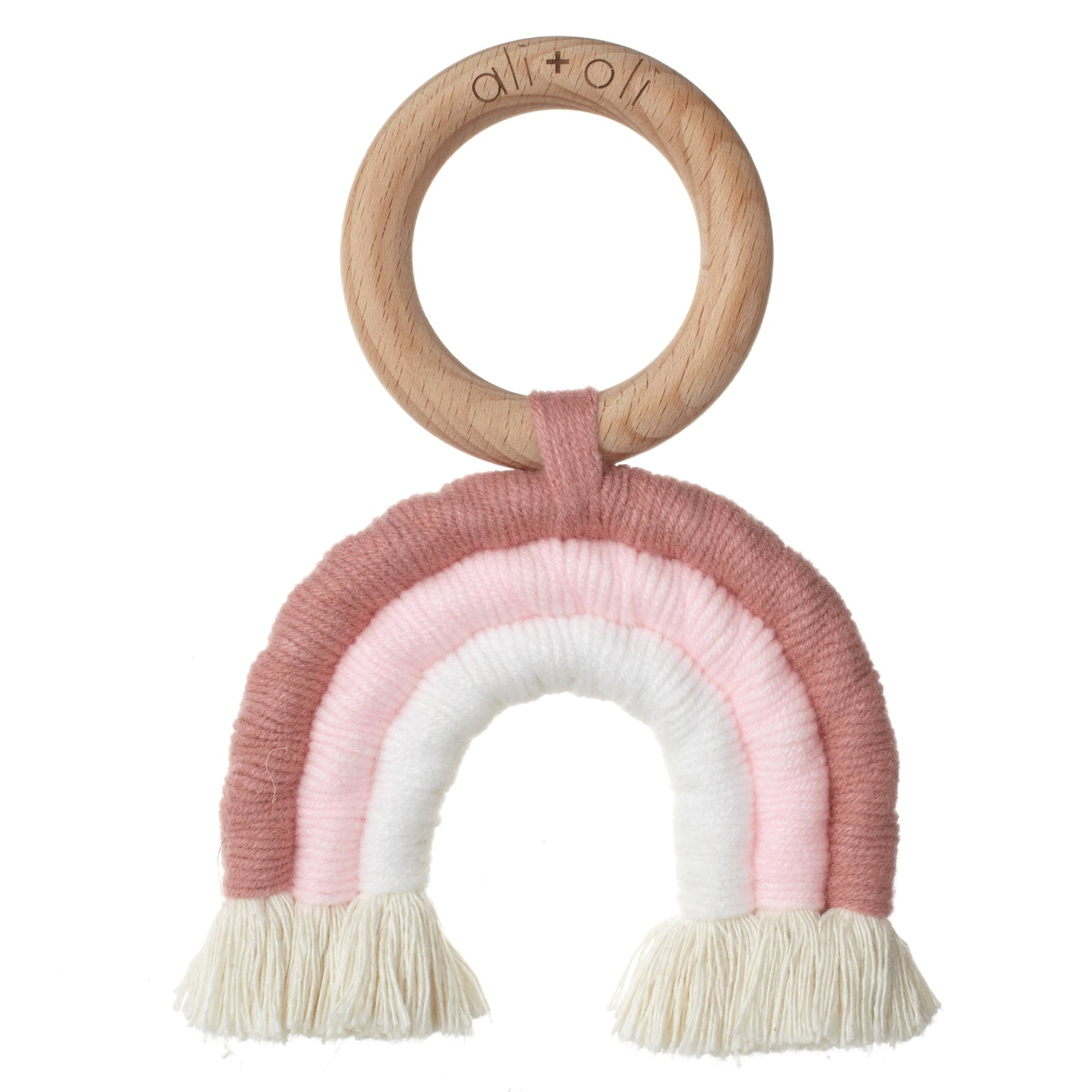 Pink Mini-Macrame Rainbow Teething Toy for Baby