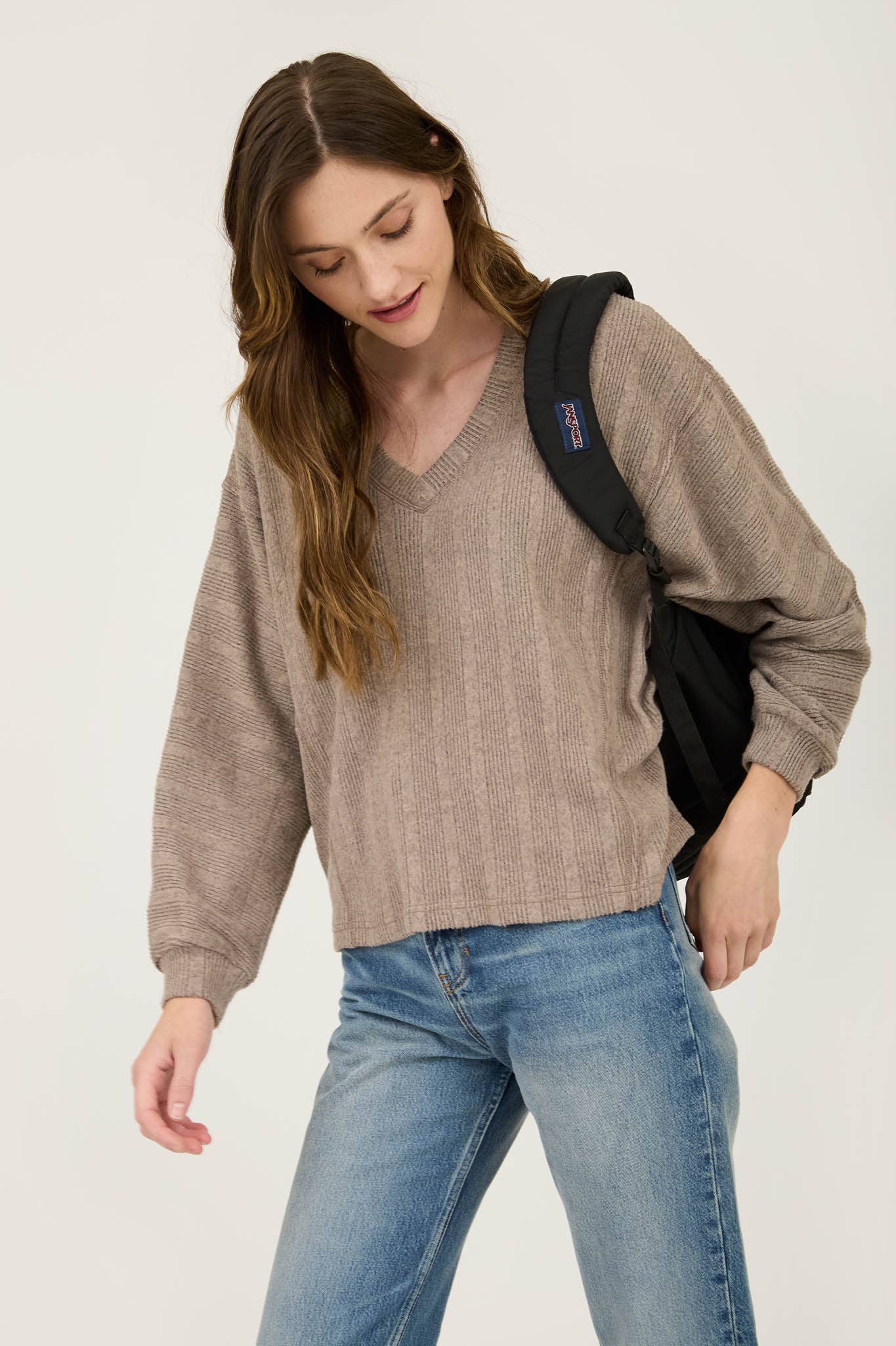 Clay Rib Knit Long Sleeve top