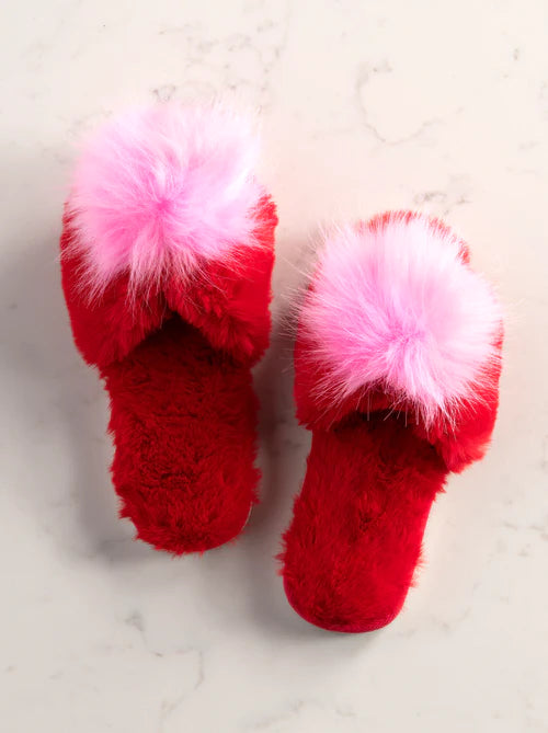 Amore Holiday Slippers in Red/Pink L/XL fits size 9-10