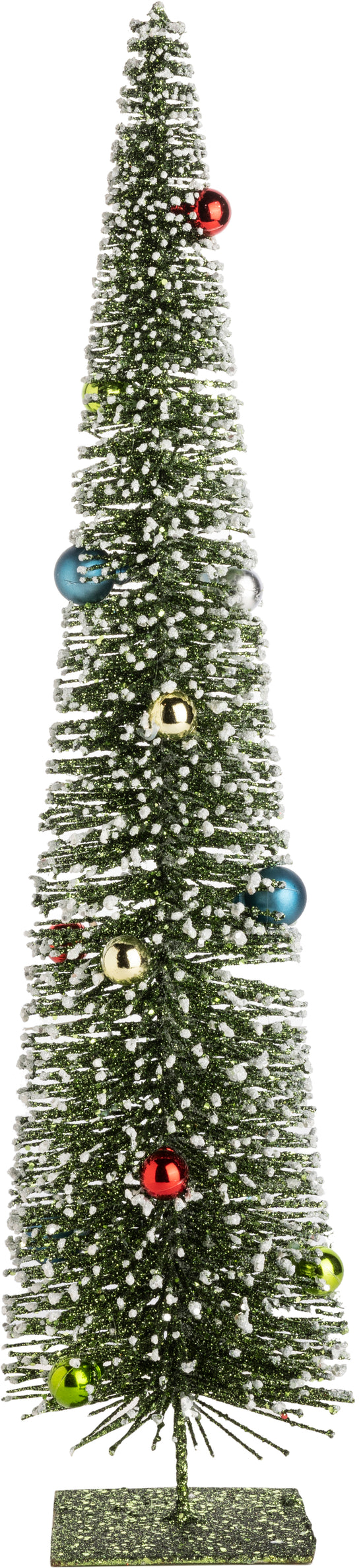 21" Green Glitter Slim Bristle Tree with Mini Ornaments