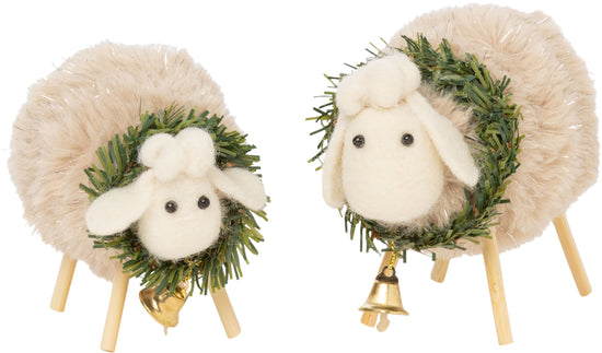 Plush Sheep with Wreath & Bell