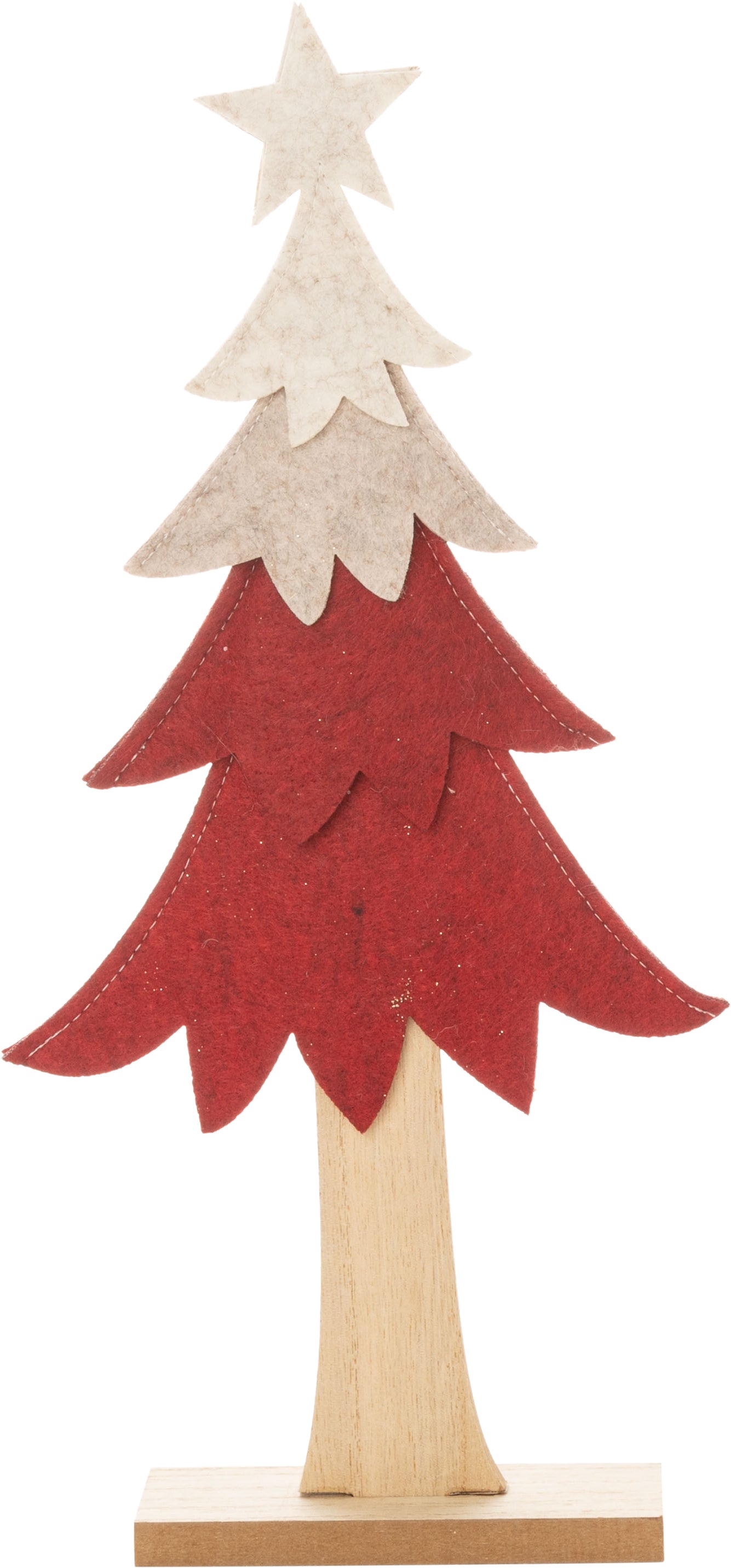 16" Red/Beige Felt Tree Decoration