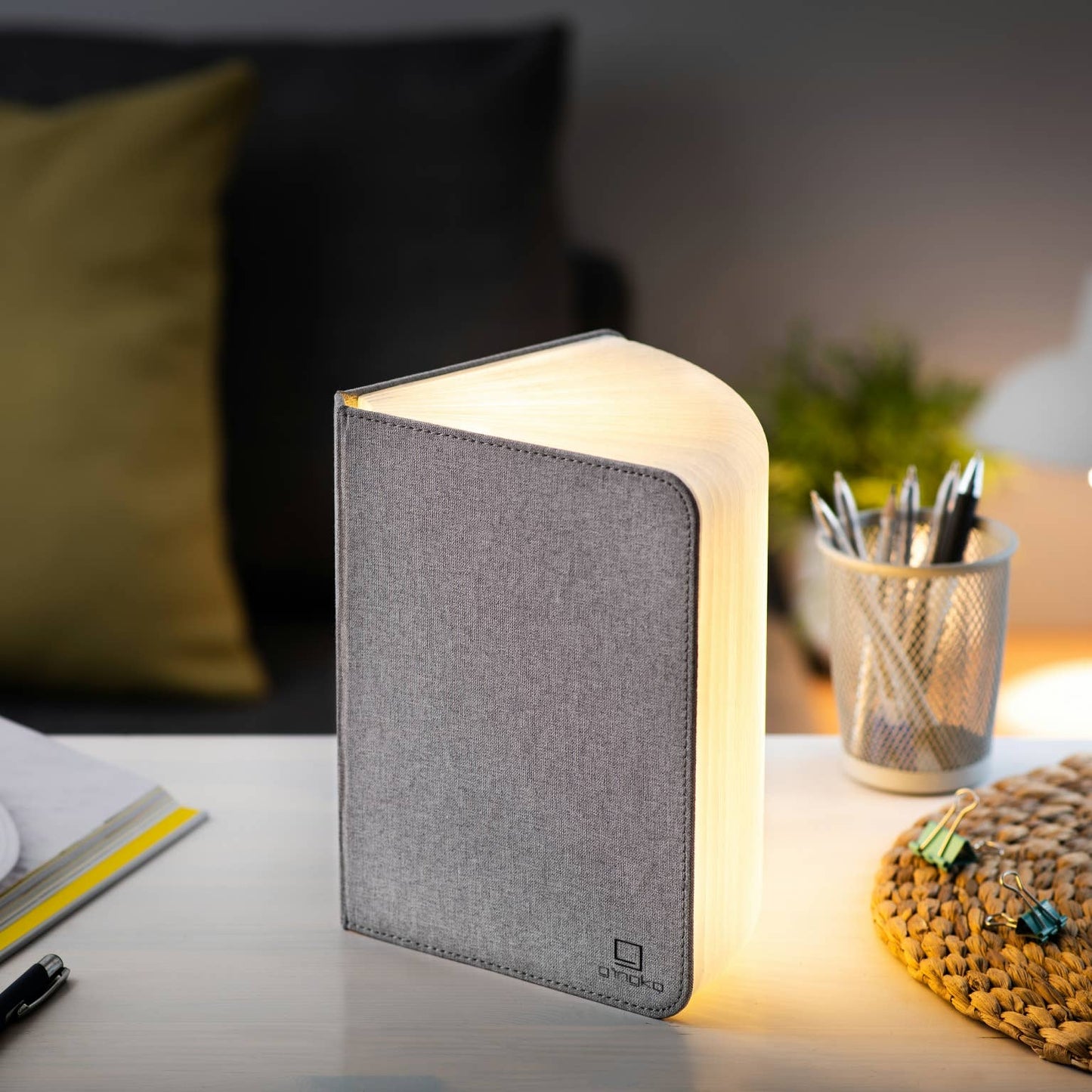 Linen Fabric Smart Book Light: Urban gray / Large