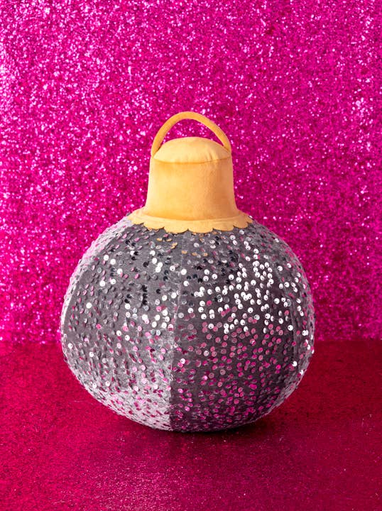 Medium Magenta Sequin Bauble Ornament Pillow