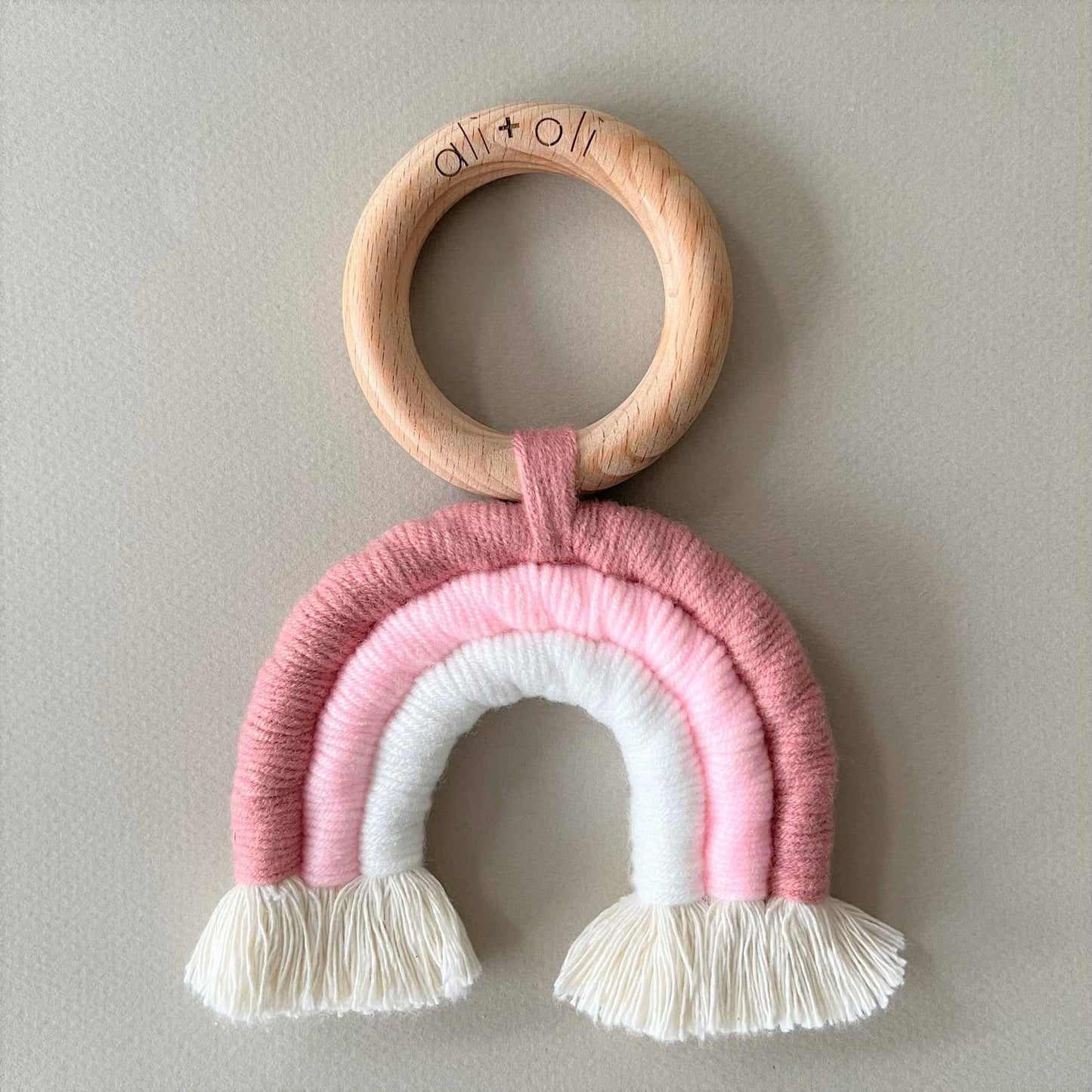 Pink Mini-Macrame Rainbow Teething Toy for Baby