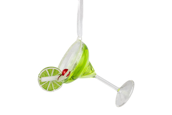 Glass Margarita Ornament with Rim & Lime