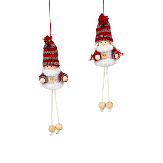 Felt Boy & Girl Cozy Ornaments with Dangling Legs