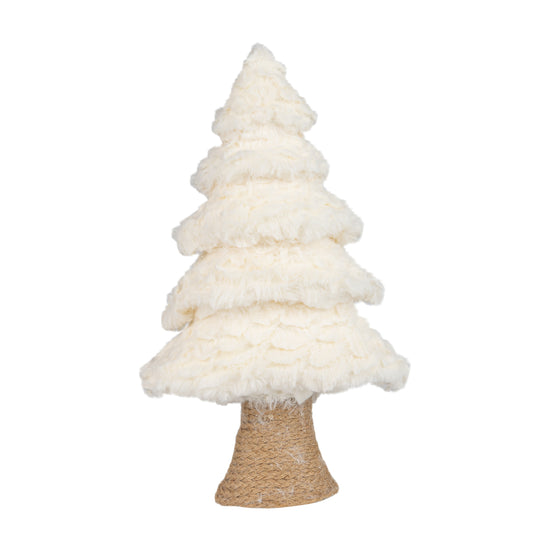 12.75" Plush Off White Tiered Tree with Braided Cord Trunk