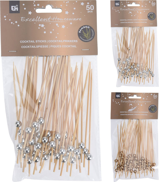 Silver & Gold Cocktail Picks Pack of 50