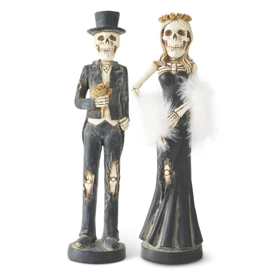 Resin Skeleton Lady & Man Taper Candle Holders
