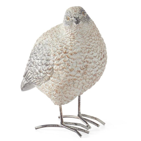 8" Gray Brown Resin Quail w/Metal Feet Figurine