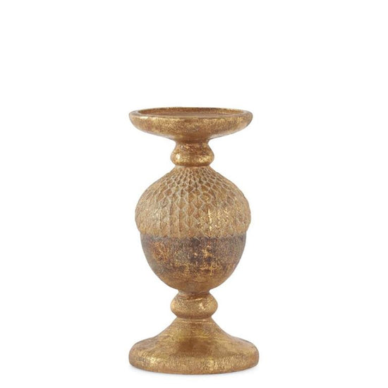 Gold & Bronze Textured Resin Acorn Candleholders