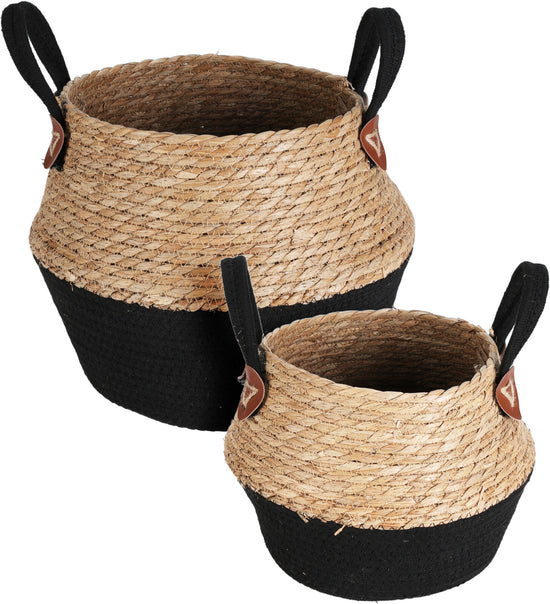 Black/Wicker Baskets With Handles