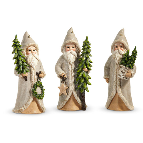 5.75" Natural Santa with Tree Ornament