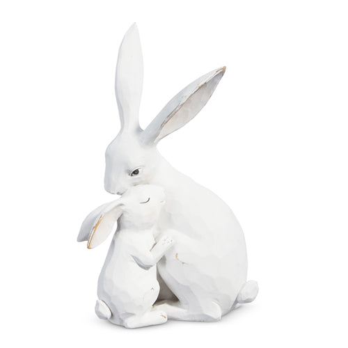 10.5" Rabbit and Baby Cuddling Figurine