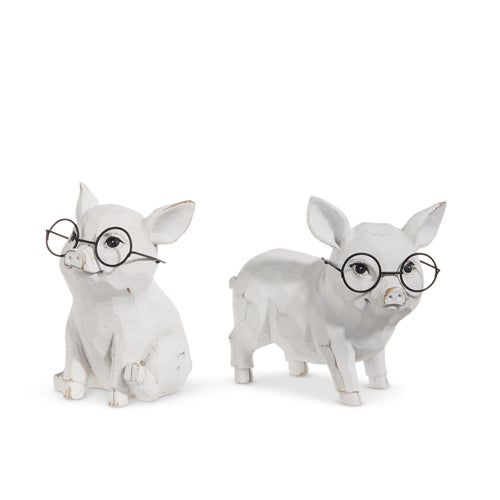 5" Pig with Glasses Figurine