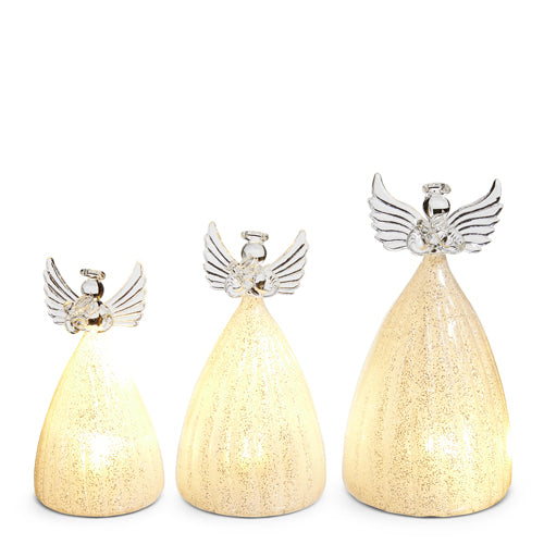 Lighted Glass Angel Ornaments