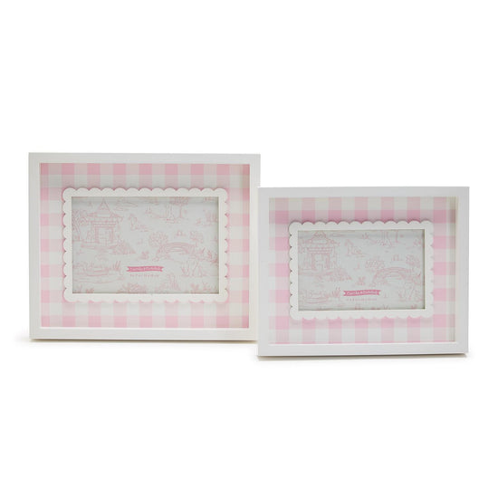 Pink Gingham Photo Frames In sizes 4" x 6" and 5" x 7"