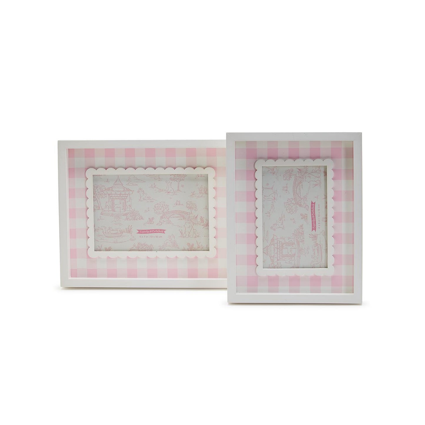 Pink Gingham Photo Frames In sizes 4" x 6" and 5" x 7"