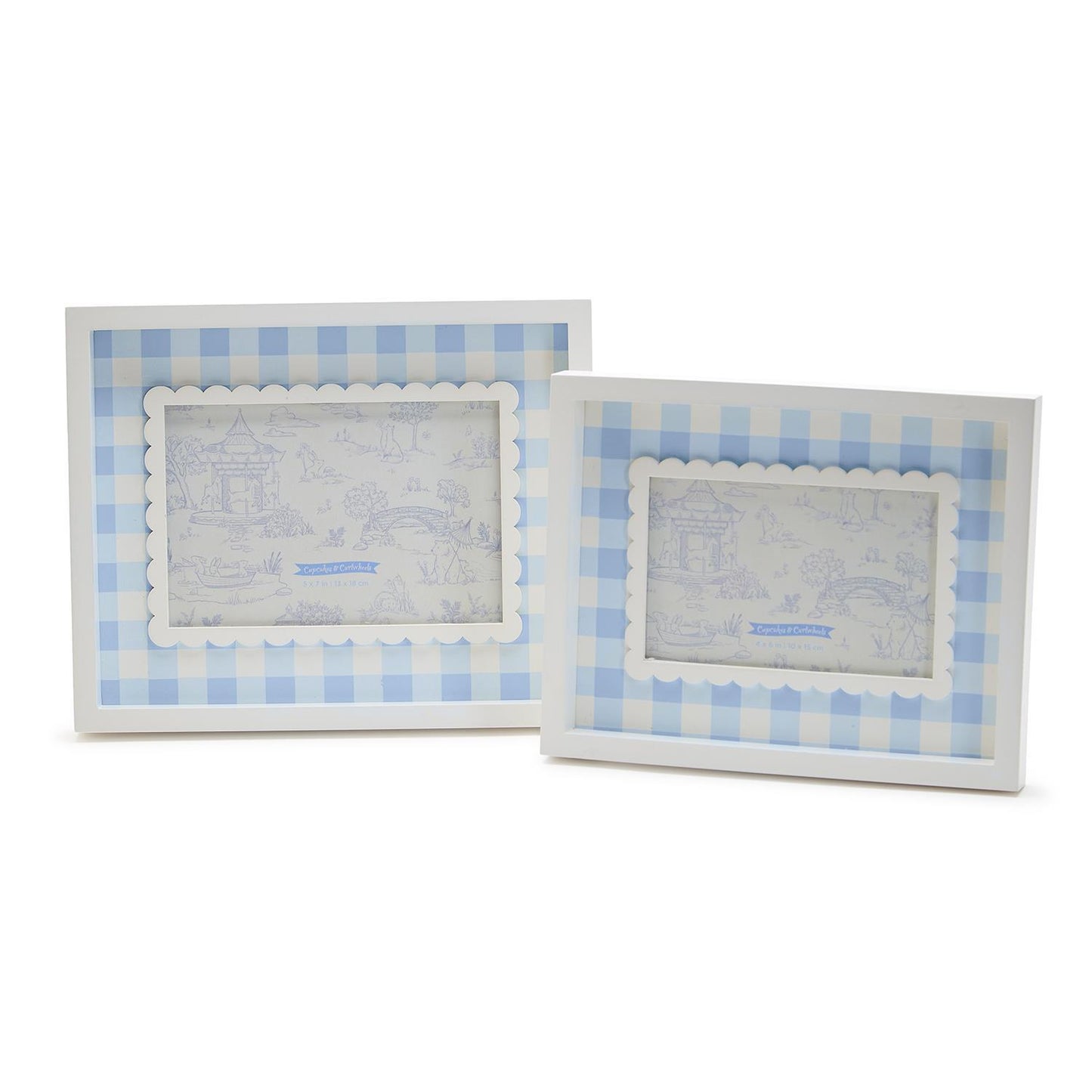 Blue Gingham Photo Frames in sizes 4" x 6" and 5" x 7"
