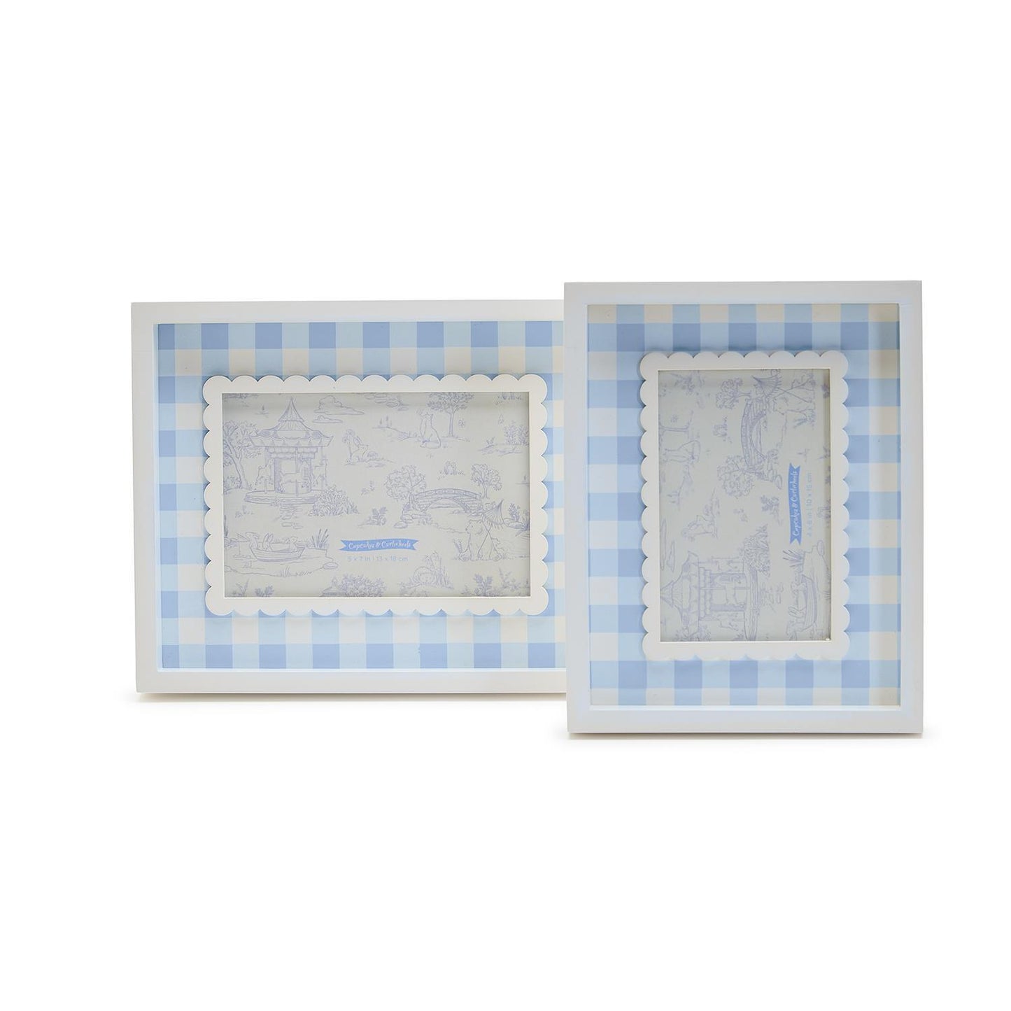Blue Gingham Photo Frames in sizes 4" x 6" and 5" x 7"