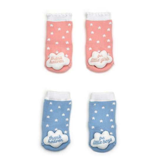 Thank Heaven Rattle Socks with Grips (fits up to 24 months) - Cotton/Polyester/Spandex