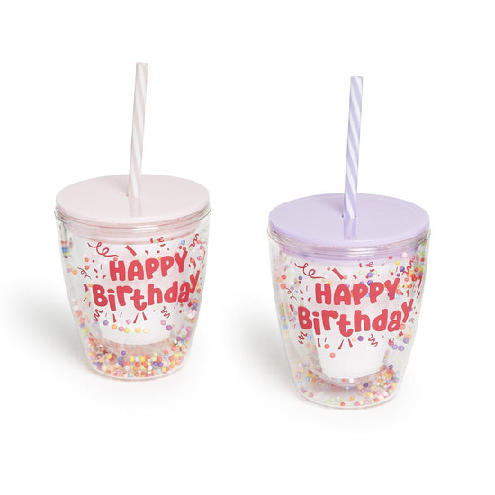 Birthday Confetti Double Walled Tumbler with 10 Crown Clips