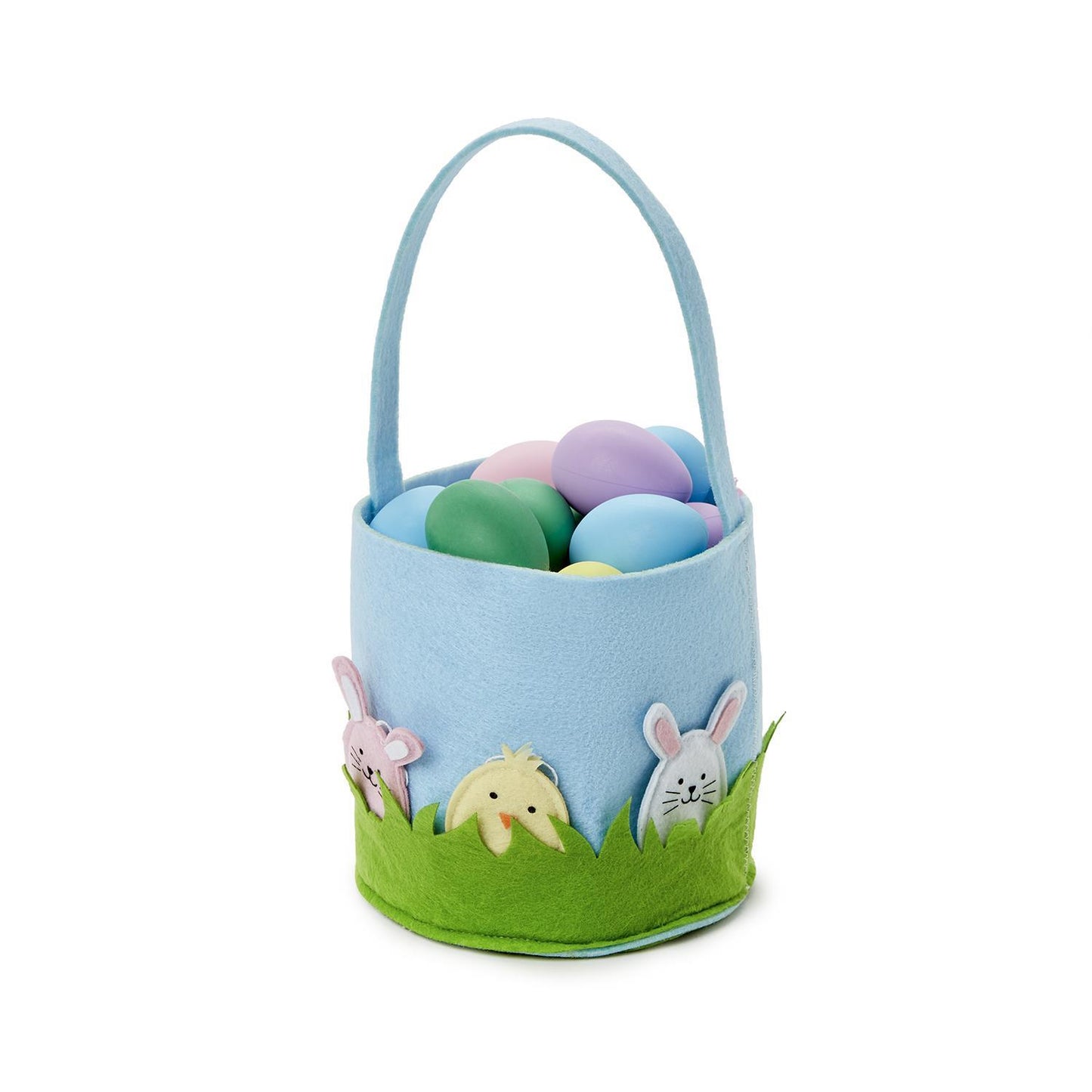 Egg Hunt Hand-Crafted Felt Easter Basket with 3 Peaking Ornament Critters