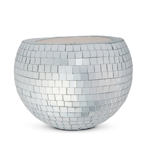 8" Silver Disco Ball Planter