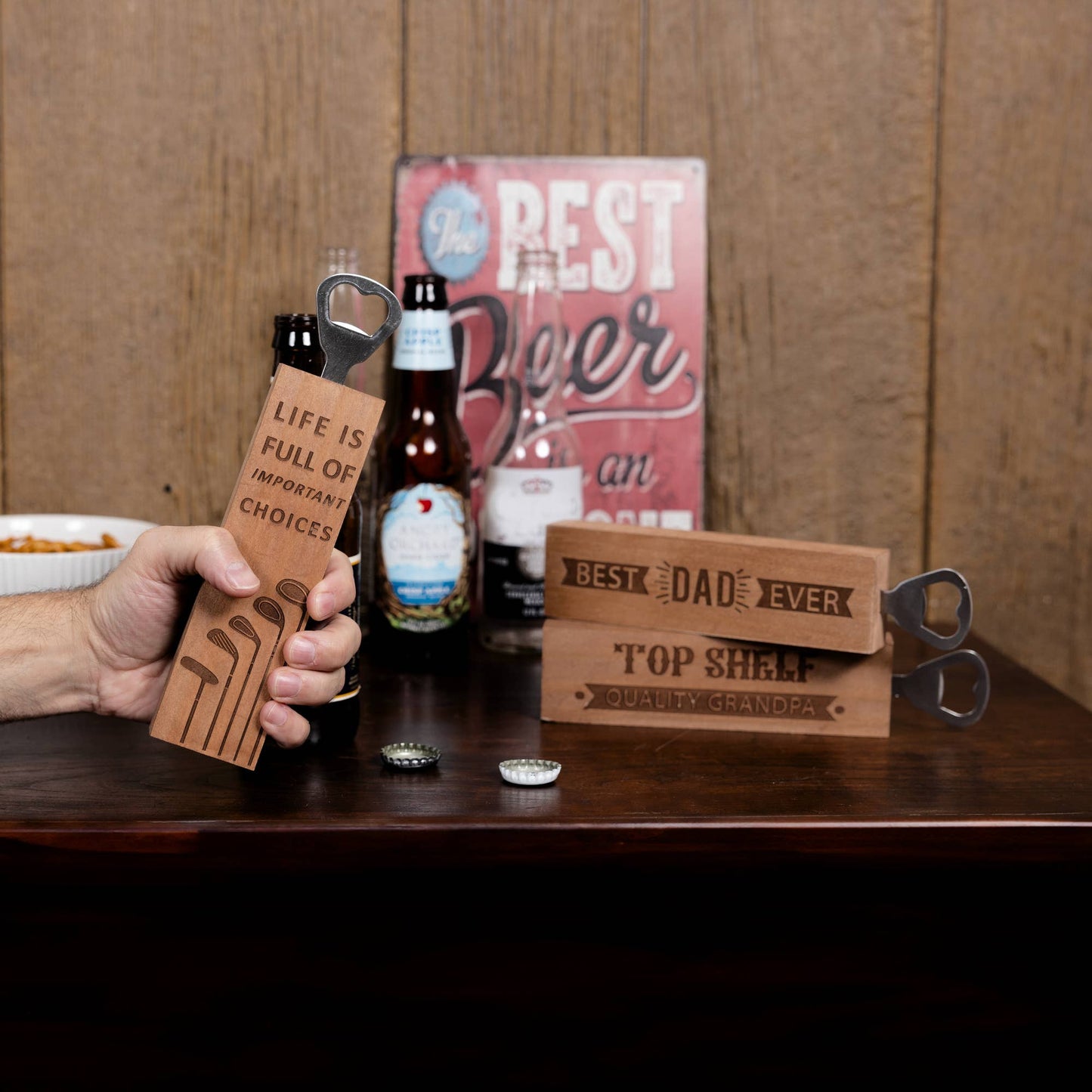 Best Dad Ever - 2" x 7" Wooden Bottle Opener