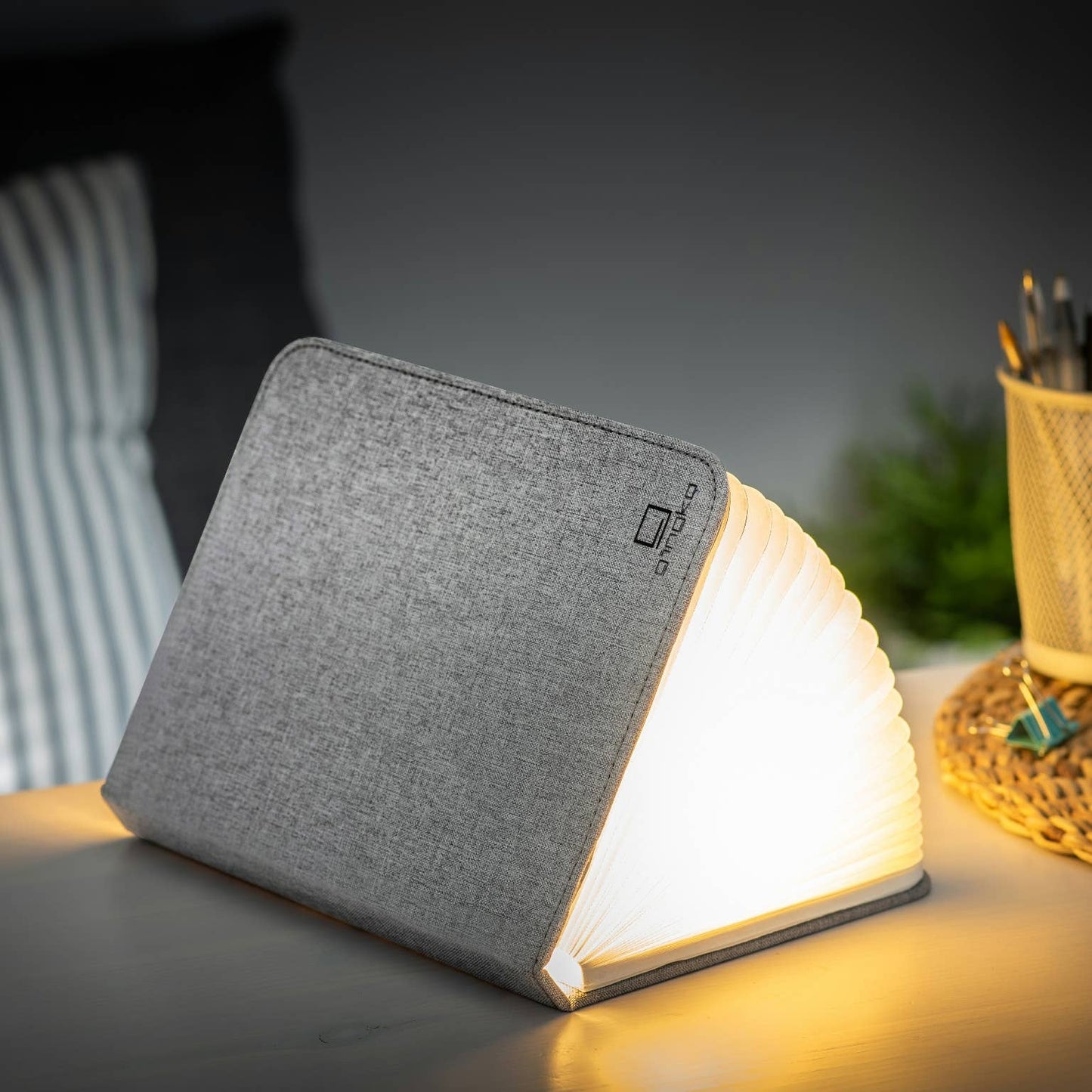 Linen Fabric Smart Book Light: Urban gray / Large