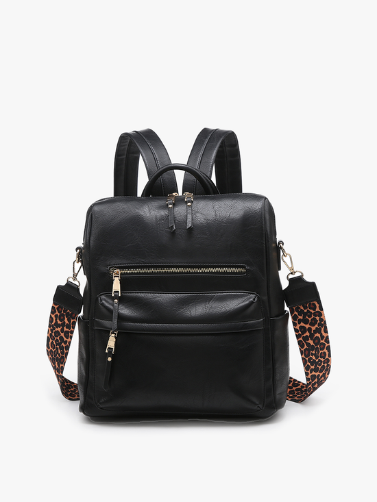 Black Amelia Convertible Backpack w/ Guitar Strap