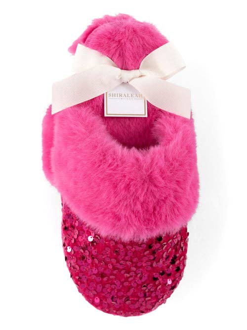 S/M Magenta Sequin Plush Slippers