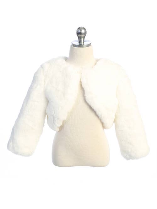 Faux Fur Long Sleeve Jacket in White